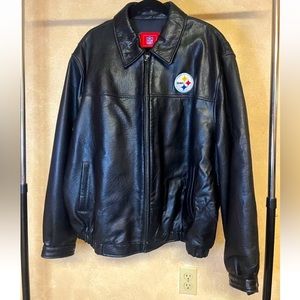 Genuine Leather Men’s Steelers Motorcycle Jacket - NFL Official Merch - Sz XXL